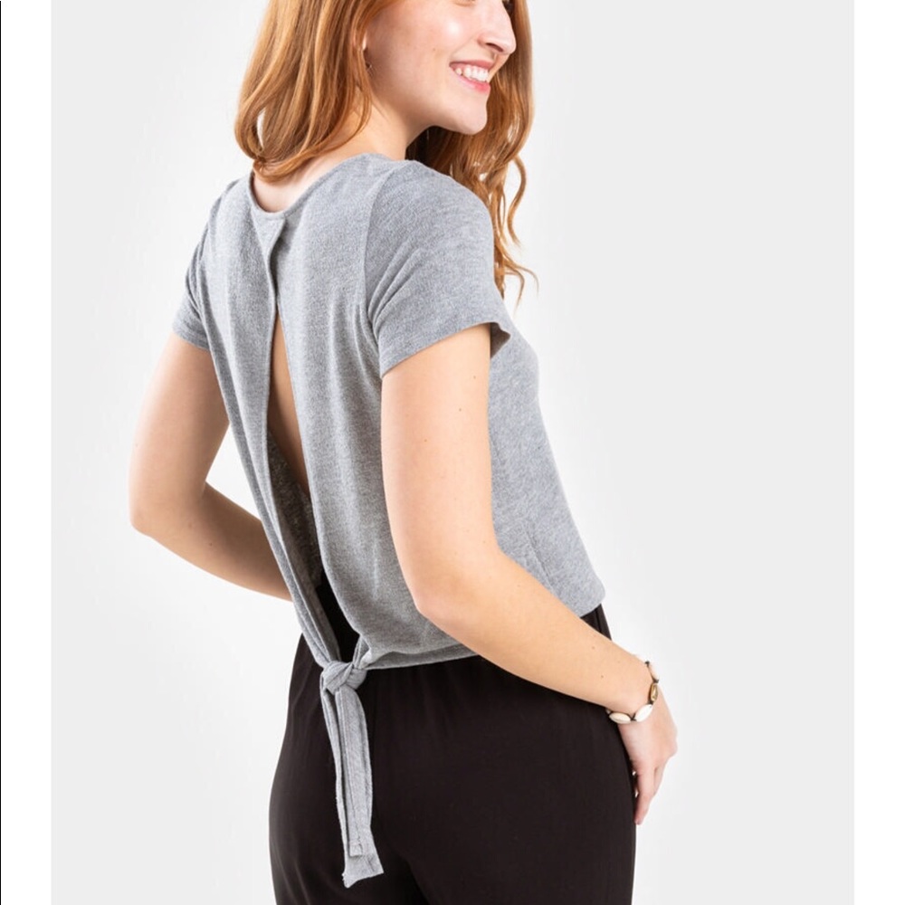 Charlotte Avery tie back short sleeve sweater